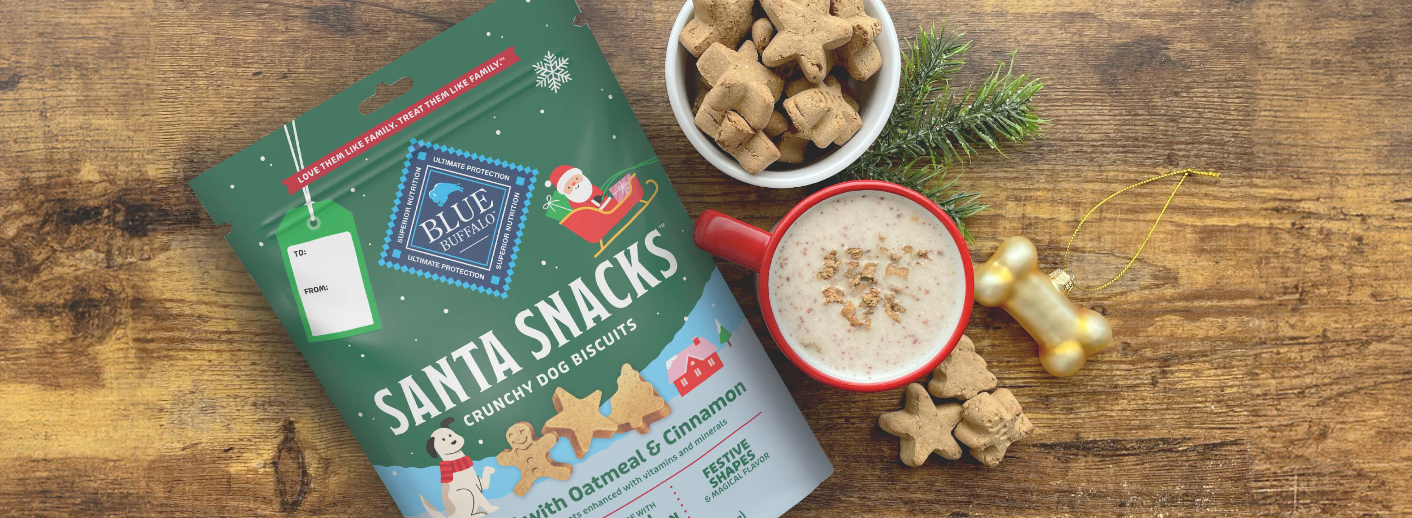 Blue Buffalo Santa Snacks dog biscuits, holiday treats, Christmas dog food